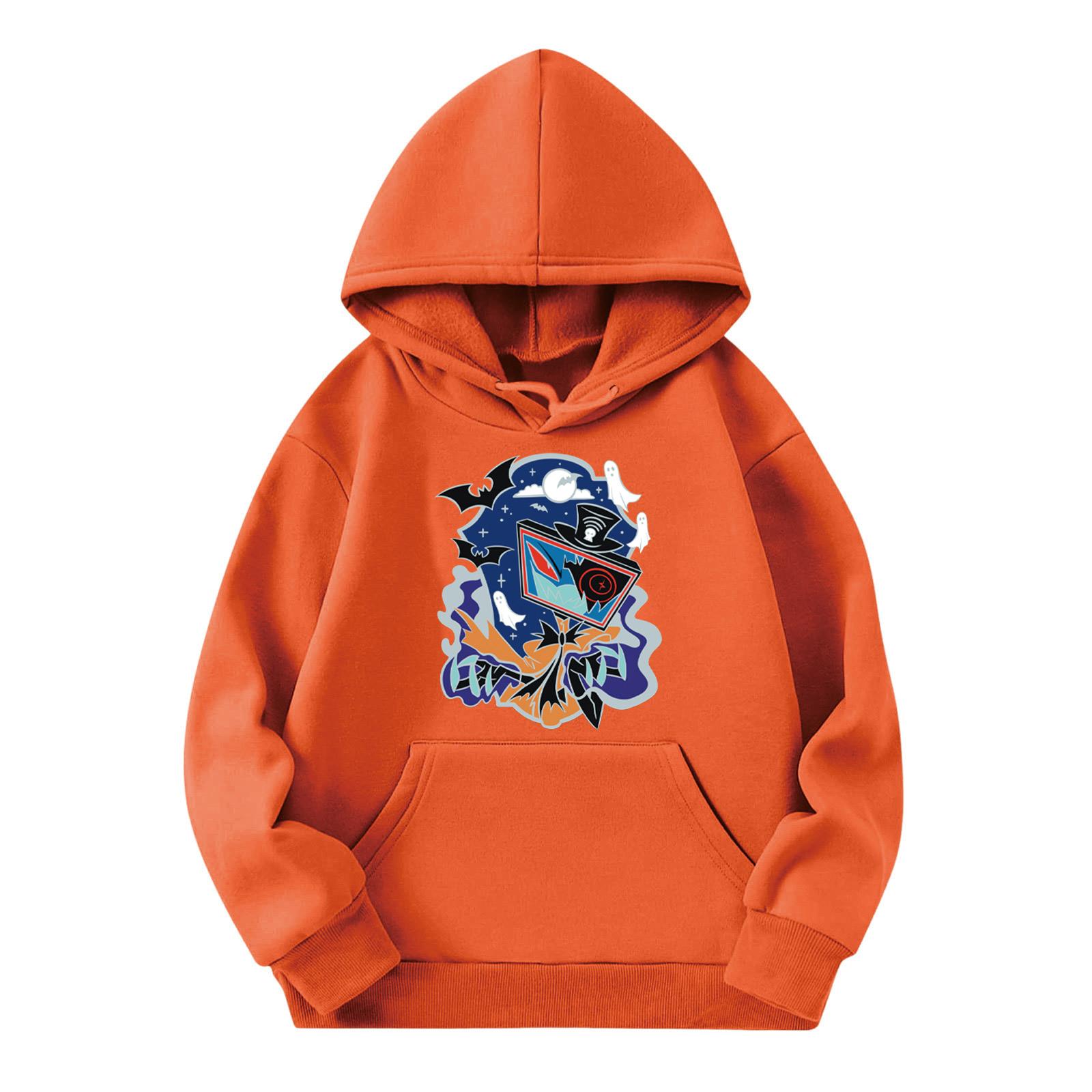 

Детская мода Легкий пуловер с длинным рукавом с карманами Толстовка с принтом 160 шафрановый