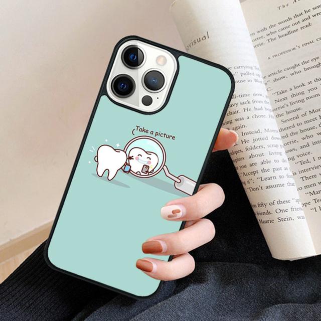 Anatomy Dental Crowned Tooth Crown Phone Case Back Cover for iPhone 17 Air 16 15 14 13 11 12 Pro Max Plus