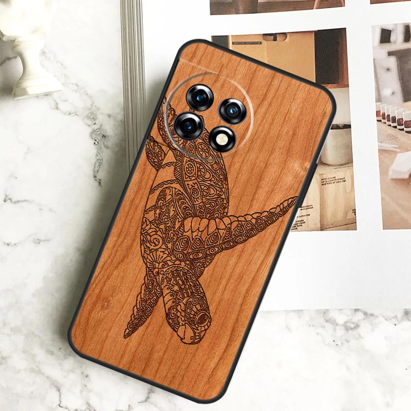 Turtle Wood Pattern Case For OnePlus 12 12R 11 9 10 Pro 10R 9R 8T 10T Nord CE 2 3 Lite 2T CE4 N10 N20 N30 Cover