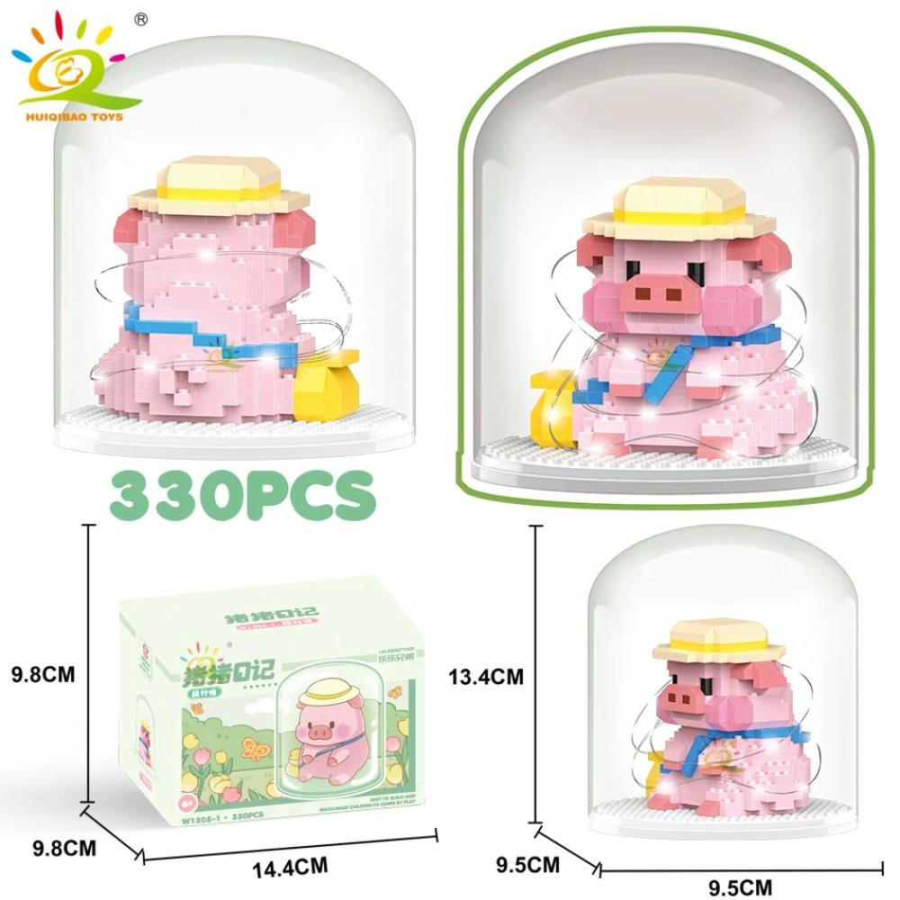 HUIQIBAO Mini Süßes Schwein Mikro Bausteine 3D Diamant Modell Tiere Steine DIY Stadt Bau Spielzeug für Kinder Kinder Geschenk