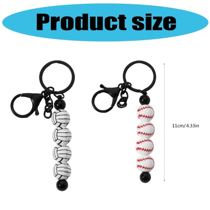 Baseball Volleyball Beaded Keychain Sport Themed Keychain Key Holder Keyring Accessory for Bag Charm Keychain Decoration