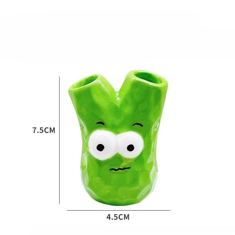 

Toothbrush Holder with A Scallion Ceramic Creative Toothbrush Storage Cartoon Bathroom Decoration Ornament