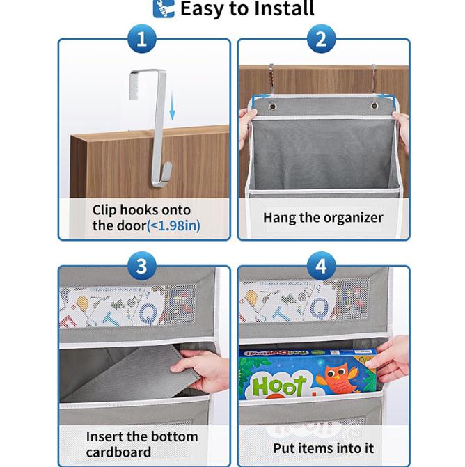 5-Shelf Hanging Storage Organizer - Behind Door, Anti-Tilt, 5 Large Capacity Pockets, Suitable for Bedroom, Bathroom