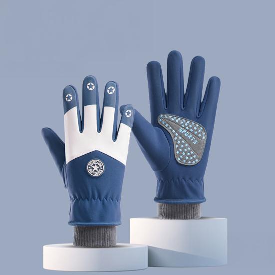 Dětské lyžařské rukavice Vodotěsné s fleecovou podšívkou Zimní rukavice Teplé Větruodolné rukavice s protiskluzovými dlaněmi pro chlapce dívky Lyžování Snowboarding Cyklistika