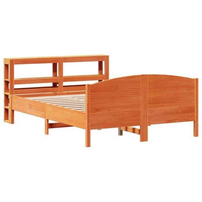 VidaXL Cadre de lit sans matelas cire marron 135x190cm bois pin massif 3306236