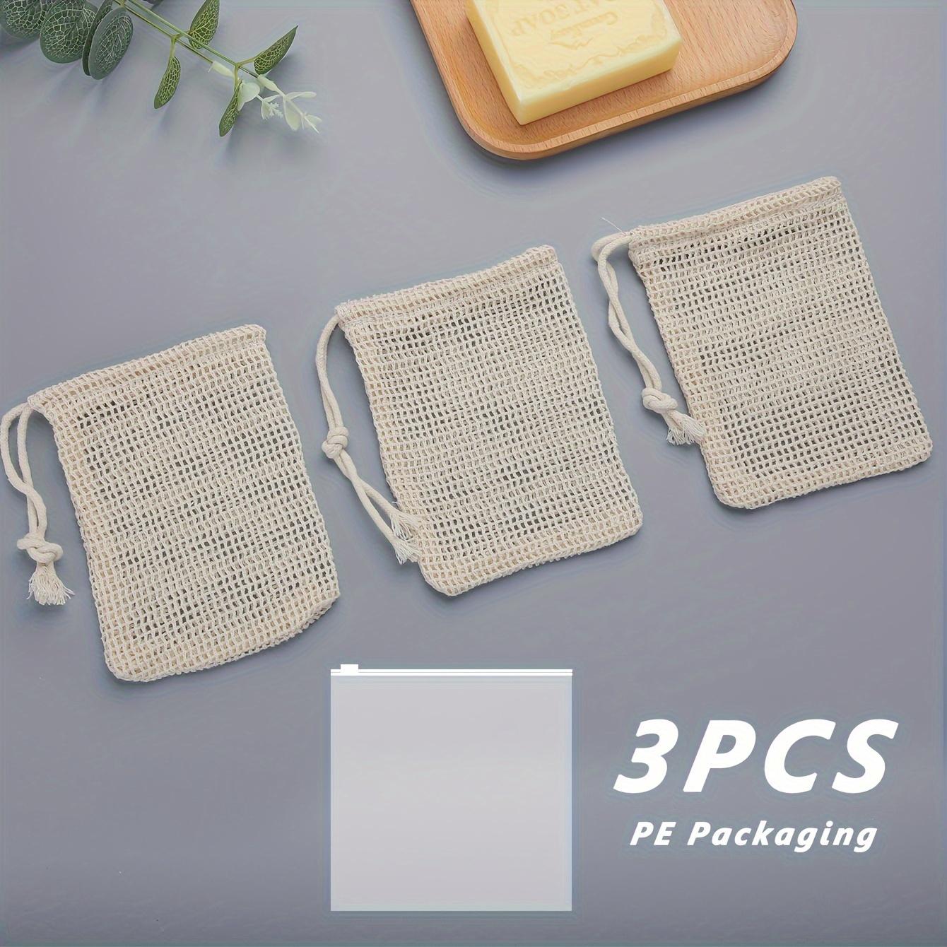 

3pcs Handmade Natural Face Washing Mesh Soap Pouches - Low-Allergy Reusable & Portable Soap Bags with Breathable Grid Suitable for Sensitive Skin, Tr 3pcs