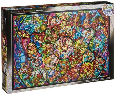 Tenyo In Stained Art Jigsaw Disney Stained Glass X Service (Made Japan) 1000-piece Puzzle All-Stars (51.2 73.7 Cm) DS-1000-764 (Includes Card)