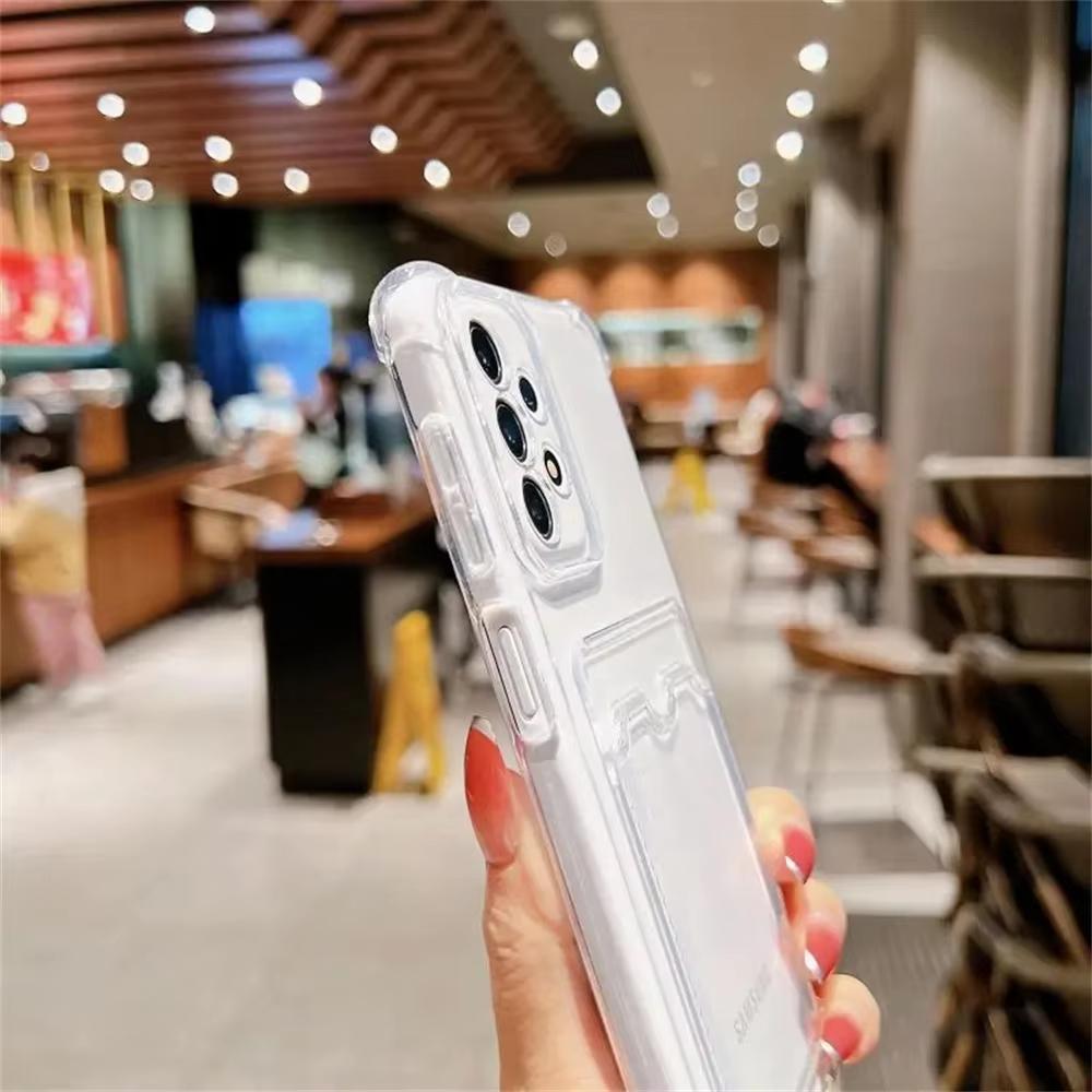 Card Holder Bag Transparent Case For Samsung A56 A36 A26 A16 A17 A07 A35 A55 5G A54 A53 A25 A71 A73 S26 Edge S25 Ultra S24 Cover