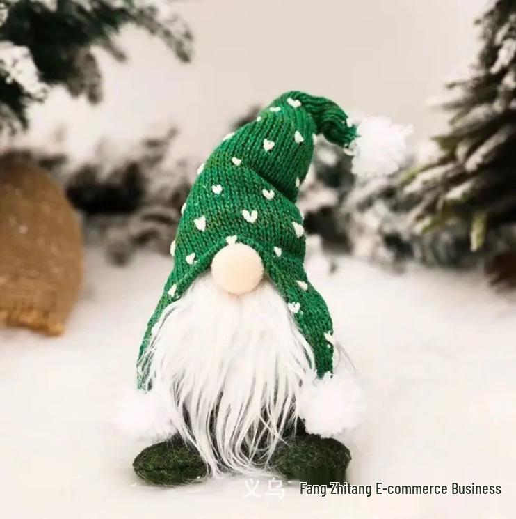 

White-Bearded Christmas Forester Doll with Knitted Hat and Sitting Pose