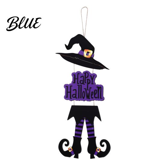Halloween Door Sign Happy Welcome Witch Legs Hat Hanging Wooden Wall Decor Easy Hang Rustic Front Hanger for Porch Indoor Outdoor