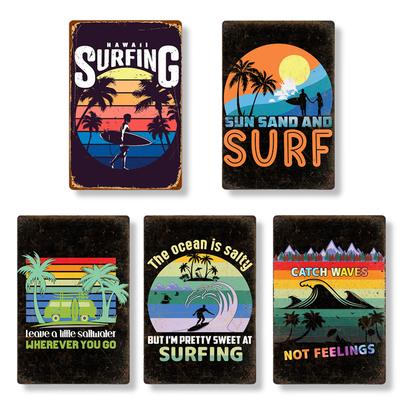 Tin Sign, Surf Beach Wall Decor, American Plate, Interior Decor, Retro, Antique, Vintage Style (SURF3)