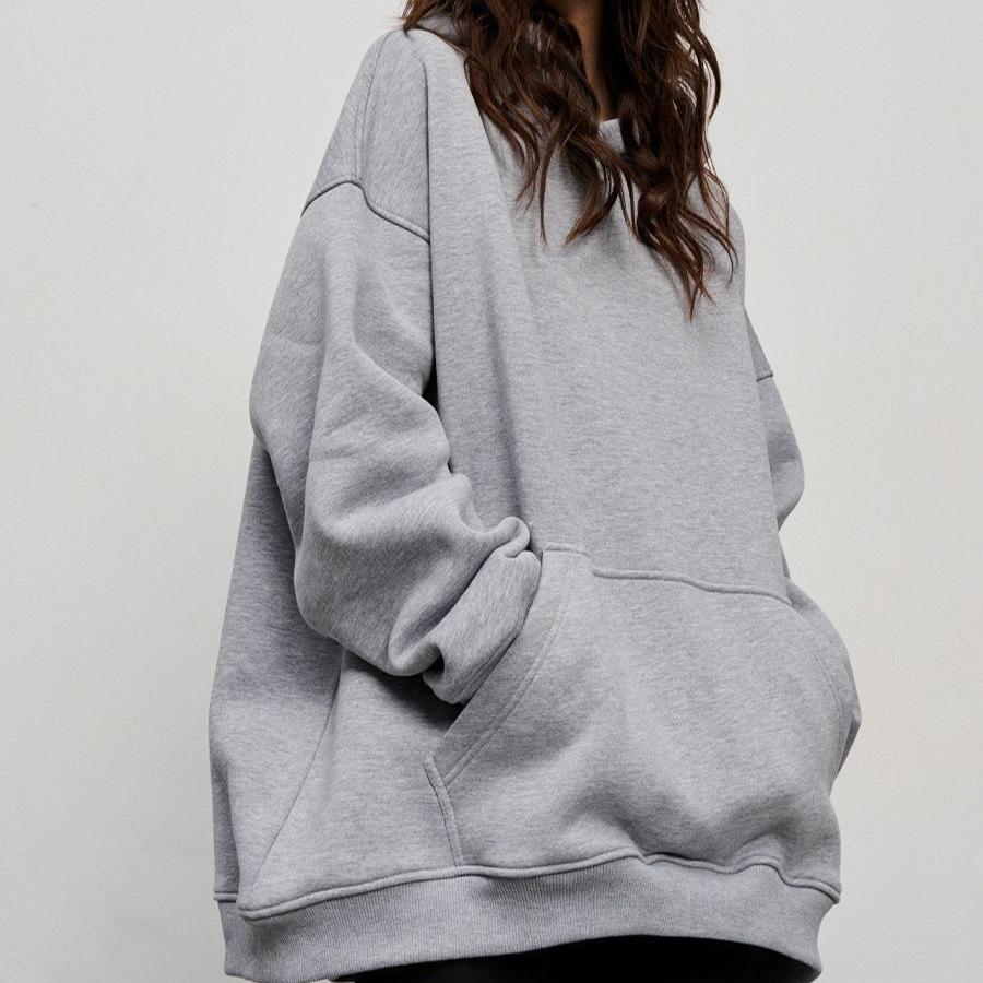 GMXIA Damska bluza z kapturem jesień i zima Street Shaker Loose Pocket Hooded Sweatshirt