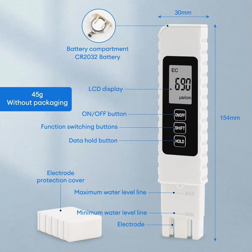 WanBang Portable Digital TDS/EC/TEMP Tester  High Accuracy 4% 1 Year for Drinking Water Aquarium Use /ODM/OBM
