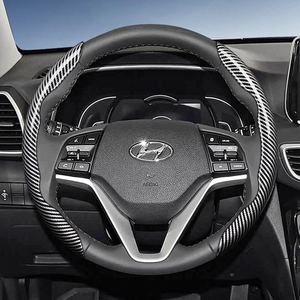 Suitable for Hyundai Carbon Fiber Texture Steering Wheel Cover with Segmented Quick-Release Design, Durable, for Tucson Elantra Avante I30 Sedan