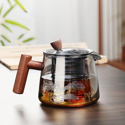 Tetera japonesa para infusión, tetera de vidrio resistente a altas temperaturas, tetera para preparar té Puerh, juego de tazas Gaiwan