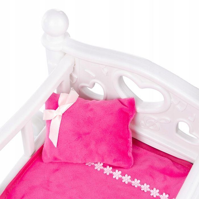 Kinderplay lit/berceau 2-en-1 pour poupée 45 cm avec oreiller et couette (KP6688)