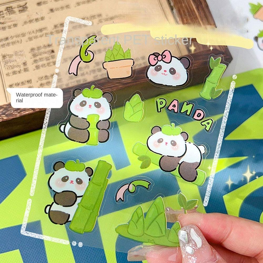 10/40PCS Transparent Creative Diary Stickers Panda Cute Panda Notebook Decoration