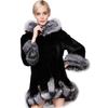Moda Invernale Donna Cappotto con Cappuccio Peloso Caldo Pelliccia Bianco Nero Coniglio Pelliccia di Visone Casual Soprabito (Taglie forti S-5XL)