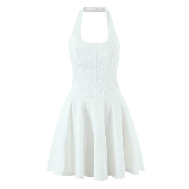 Love Xia Baizhi House Same Gentle Girl First Love High Sense Slim White Dress Pure Desire Sexy Hanging Neck Dress