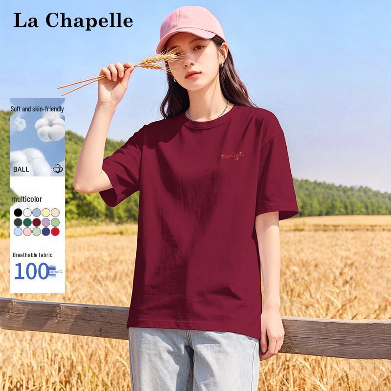 

La Chapelle Women s Pure Cotton Loose Short Sleeve T-Shirt with Firework Sleeves M