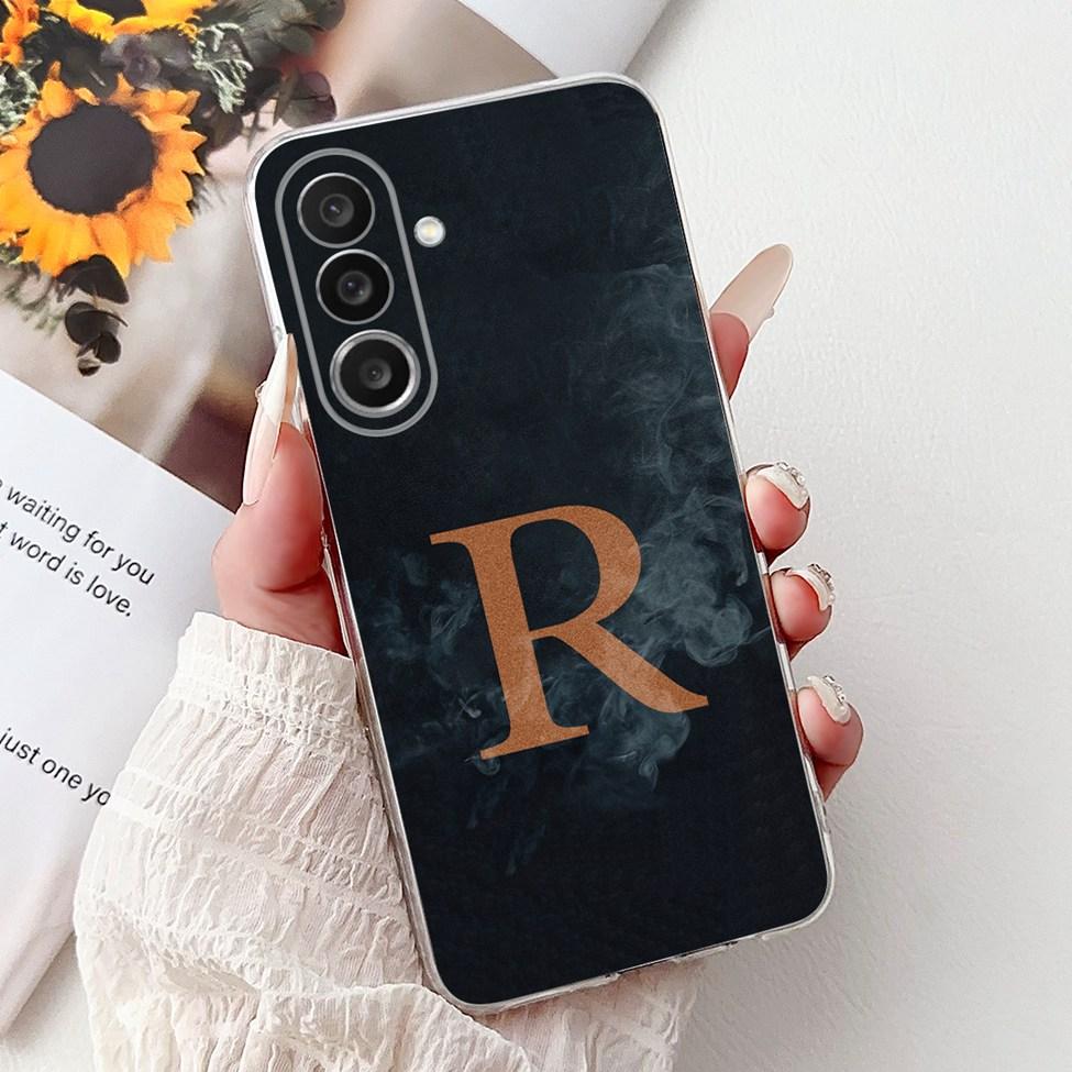 For Samsung M56 Case SM-M566B Clear Fashion A-Z Letters Luxury Flowers Crown Soft TPU Bumper For Samsung Galaxy M56 Back Cover