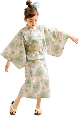 Bee Yukata Set for Easy To Perfect for Festivals and Fireworks with a Shibori Obi and Pink Dahlia Pattern 3-Piece Girls, Summer, Wear, Two-Way Design,