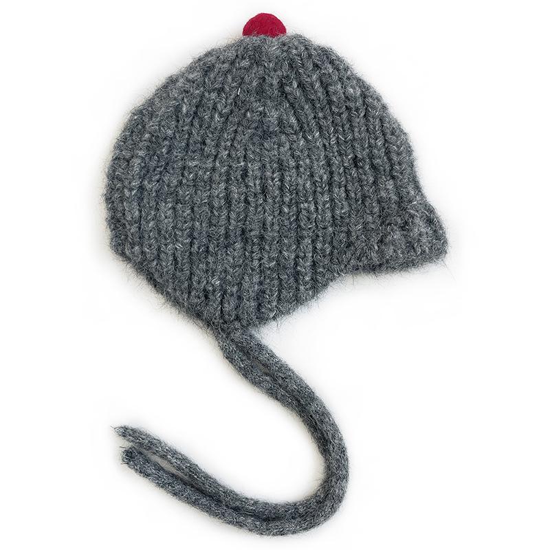 Унисекс детская шерстяная шапка: Однотонный, Теплый, Защита ушей, Ветрозащитный, На завязках