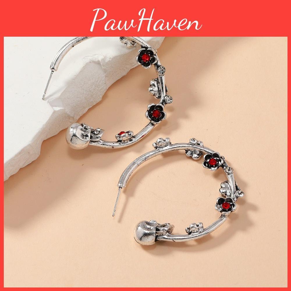 Gothic Waterdiamond Skull Earrings For Women With Vintage Animal Design Pattern