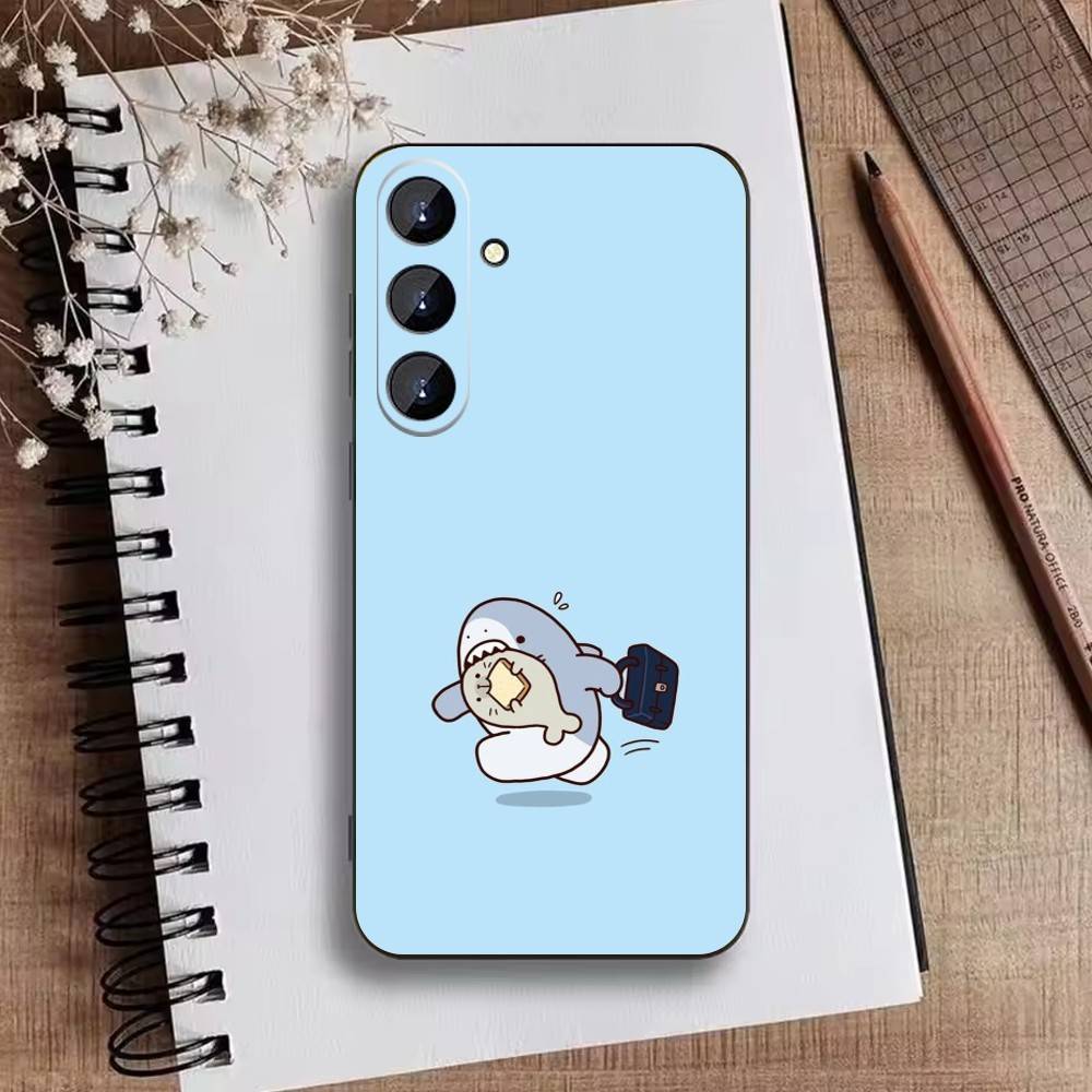 J-Cute Shark Phone Case For Samsung Galaxy A73,21,22,32,71,53,52,51,80,5G Soft Black Cover