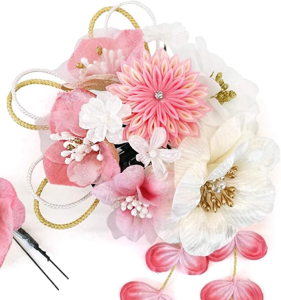 Hair Accessory Set Featuring Wisteria Perfect for and Two-piece Tsumami-zaiku Ornaments, Coming-of-age Ceremonies, Furisode, Yukata, Weddings,