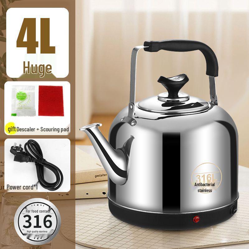 316 Stainless Steel Electric Kettle, Extra Thick, Auto Shut-Off for Boiling Water, Ideal for Elderly Use