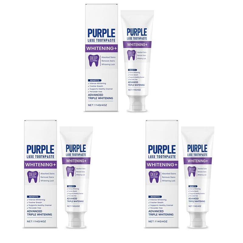 

Гидроксиапатит Мятная Зубная паста Ежедневный Мягкий Уход Фиолетовая Зубная паста Физическая Цветокоррекция Свежая и Чистая Желтые Зубы 114г 3pcs