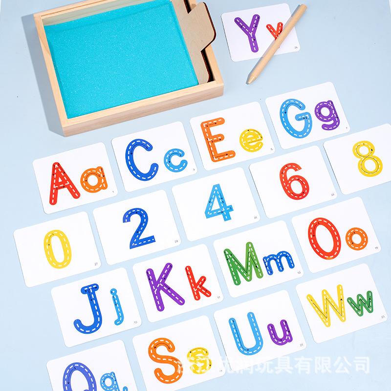 Writing Sandbox Cross-border Wooden Preschool Enlightenment Calligraphy Scraping Sandbox Children's Teaching Aids Wooden Educational Toys