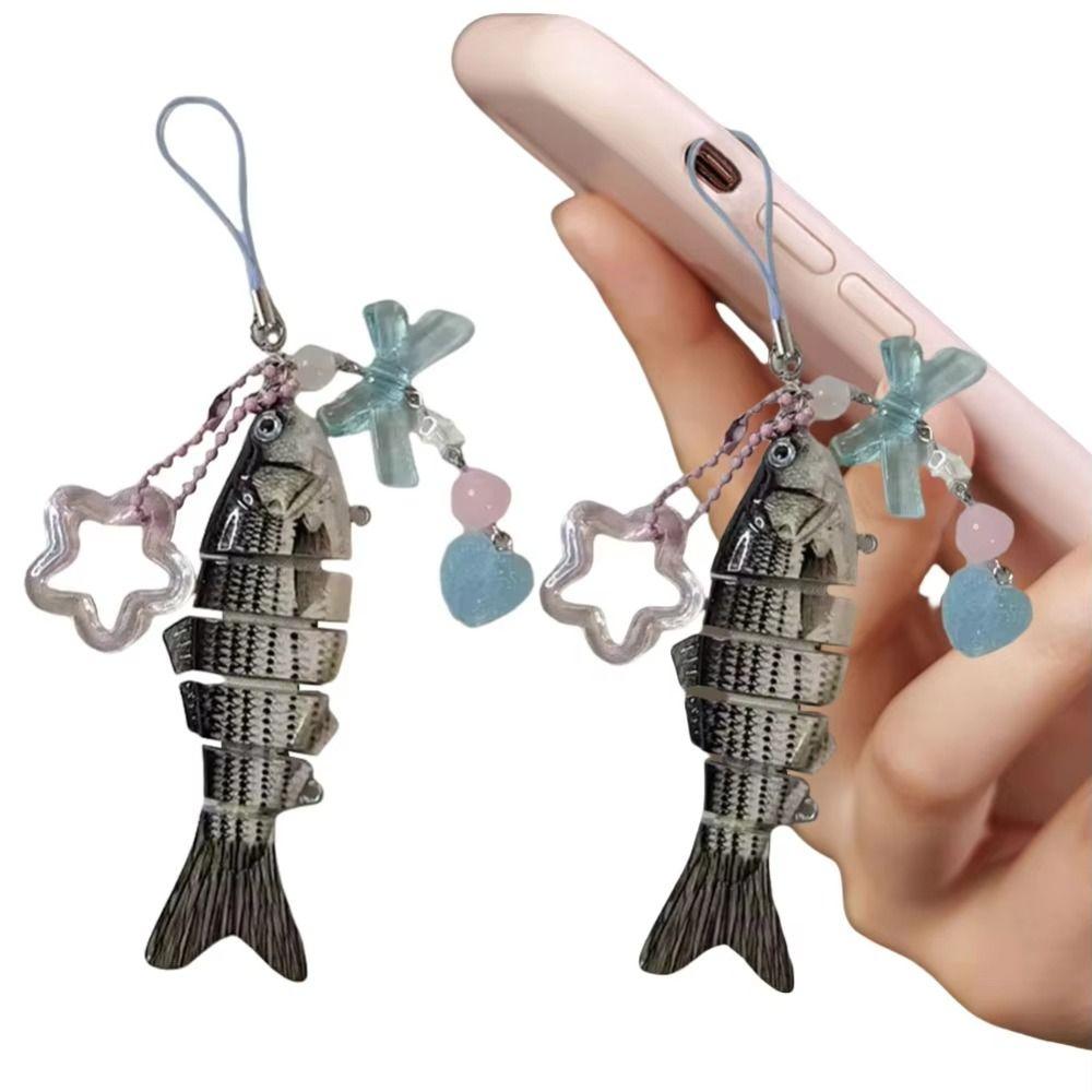 Acrylic Fish Star Pendant Simulated Fish Phone Lanyard Handmade Fish Keychain  Gifts for Friend