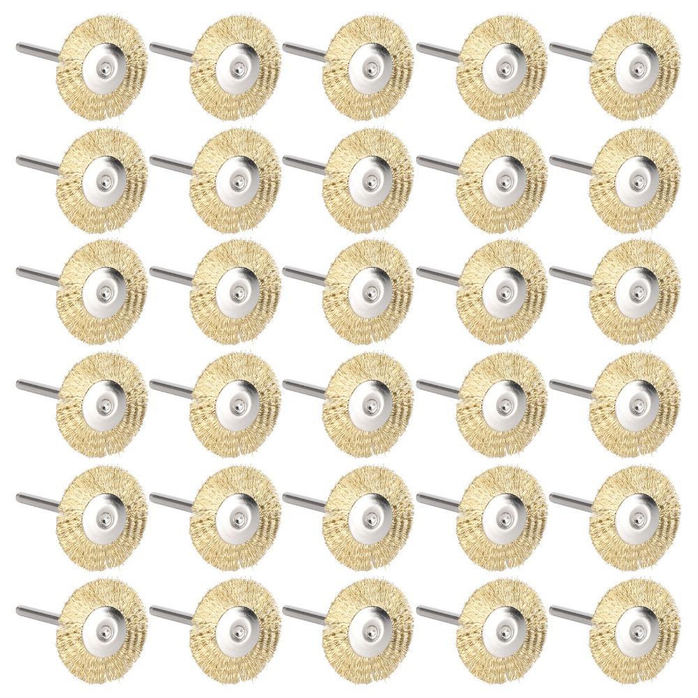 30pcs T-Shape Structure Rotary Tool Brushes 3mm Shank Brass Wire Brush Set  Polishing Tools