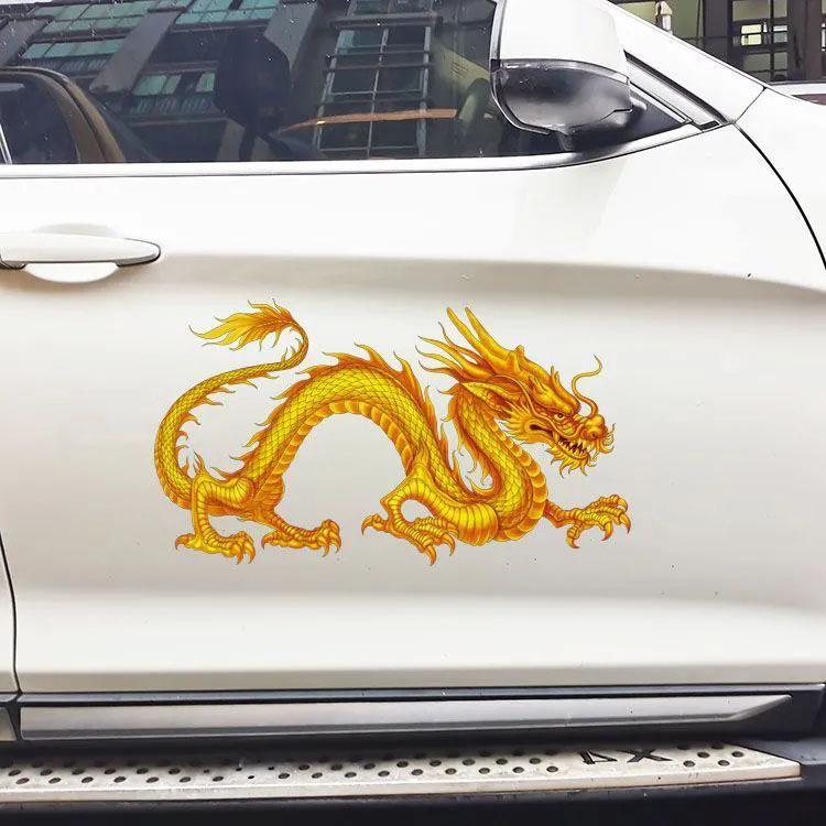 1 Paar modische, personalisierte Autoaufkleber, göttliche Drachenaufkleber, kreative dekorative Aufkleber für Autotür und Stoßstange, 3D-Drachenmuster