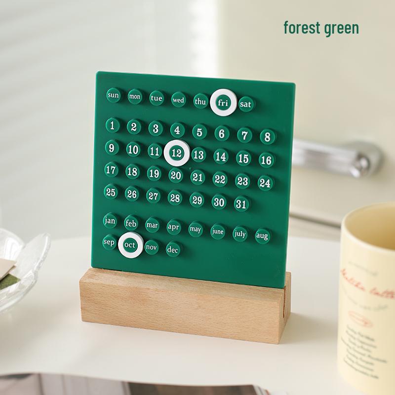 2025 Ins Circle Cream Ring Toss Perpetual Wooden Desk Calendar