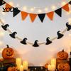 Ghost Halloween Garland 2 Pcs 7.5FT Garland, Felt Pumpkin Bat Skull with Banner Decoration Wood Beads, Party Hanging for Fireplace Doorway Indoor
