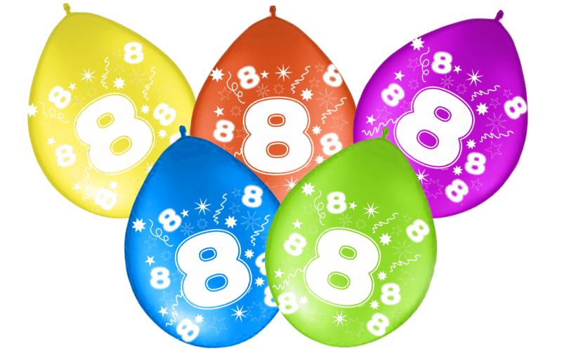 Balony Odwrotny Nadruk Cyfra 8 Osiem, 5 Szt