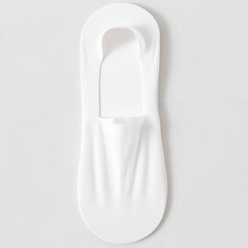 Men's Summer Breathable Mesh No-Show Socks: Ice Silk, Non-Slip, Sweat-Absorbent, Cotton Bottom, No Heel Drop