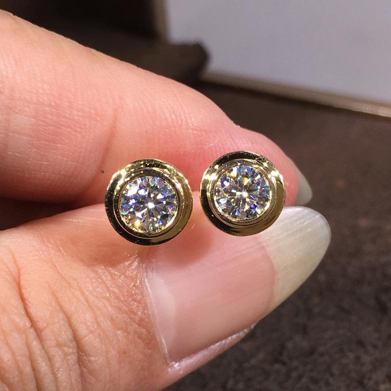 

Minimalist Piercing Stud Earrings for Women/Men Inlaid White CZ Copper Color/Gold Color Simple Classic Zircon
