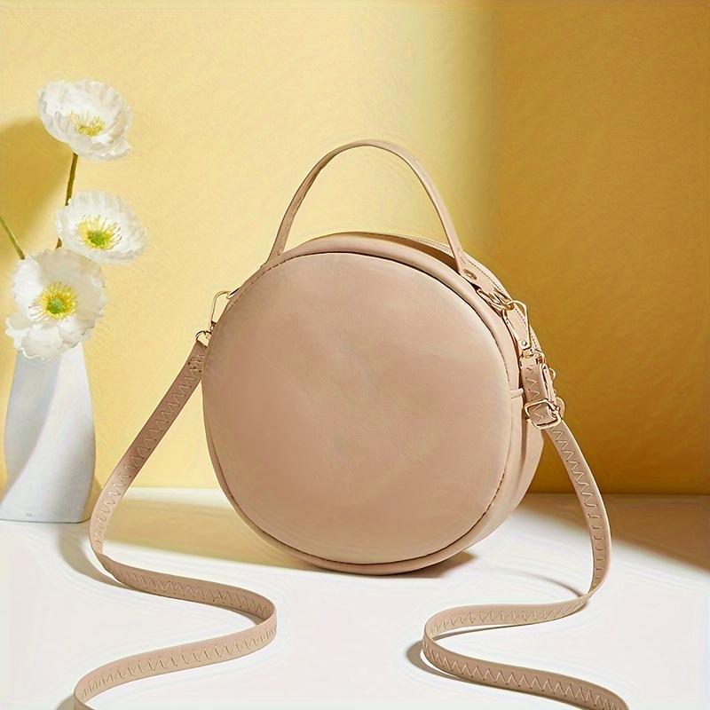 Chic Circle Crossbody Purse V-Quilted Pattern, Detachable Strap, Elegant Shoulder Bag for Daily Essentials, Perfect for Women's Everyday Use