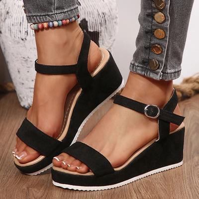 Fashion Ankle Strap Wedge Heel Sandals for Women Summer Fashion Chunky Platform Sandals Woman Plus Size Lightweight Thick Sole Sandalias