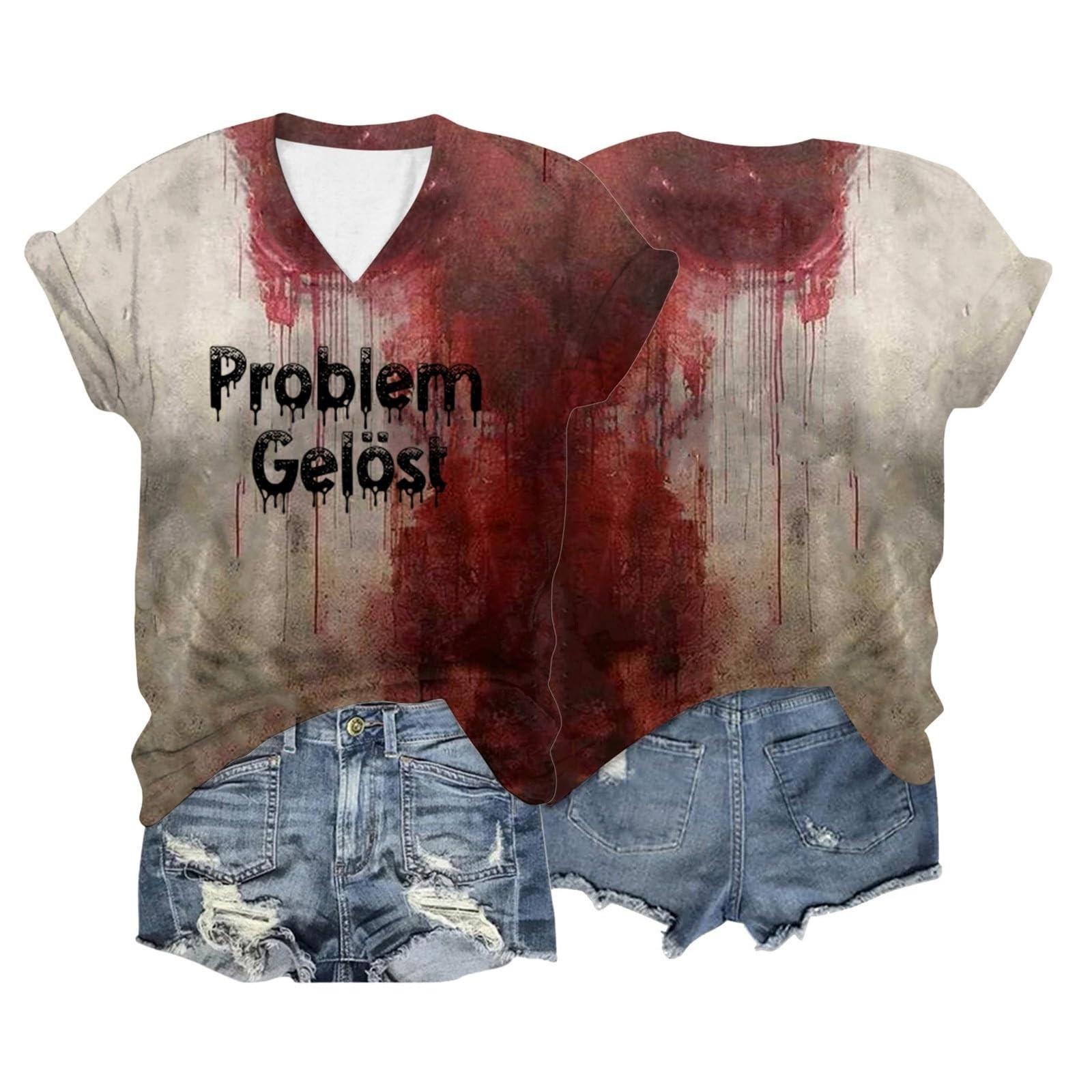 

Мужская и женская повседневная свободная футболка с принтом, пуловер с v-образным вырезом и короткими рукавами L киноварь