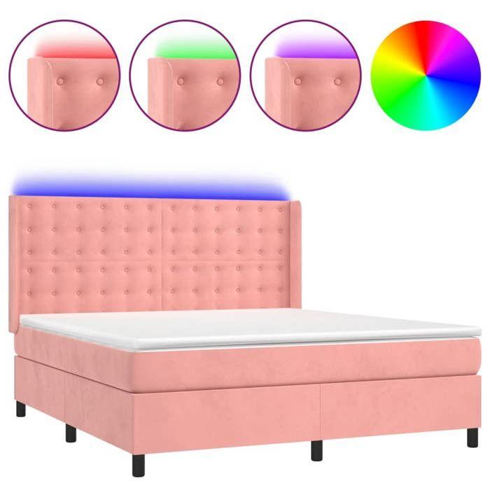 Maison Exclusive - Sommier à lattes de lit matelas et LED Rose 160x200 cm Velours