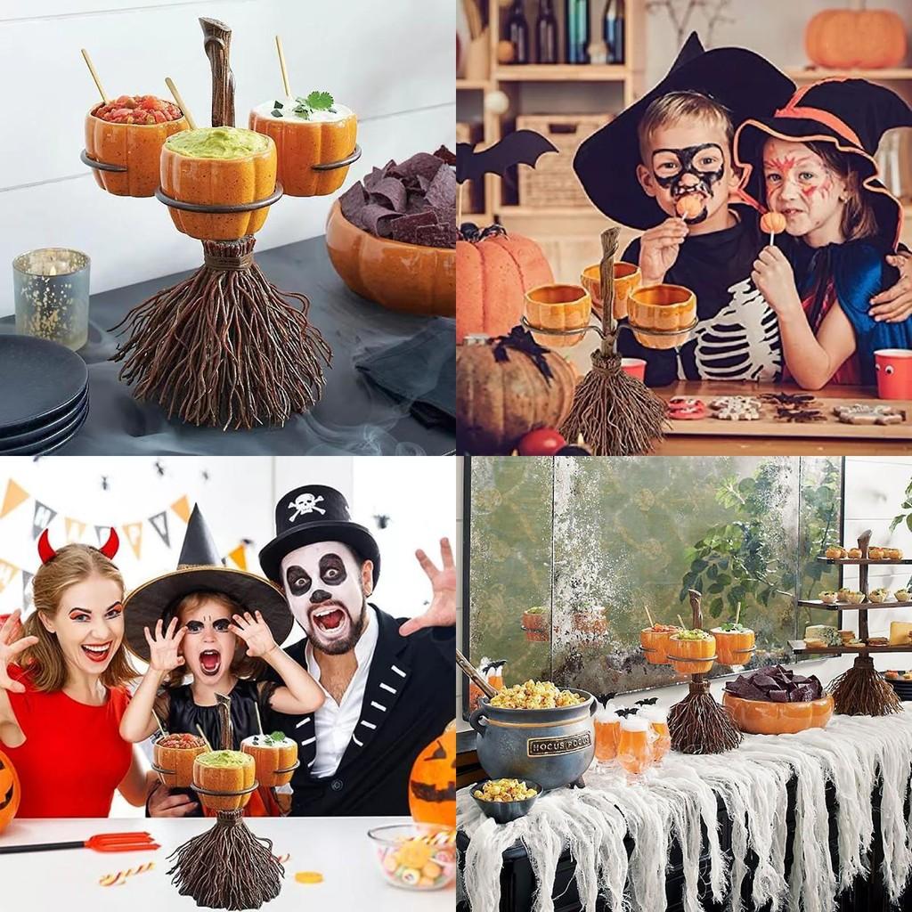 Unique Resin Pumpkin Cup And Broom Decorative Pieces For Halloween Festivities And Gift Giving