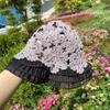 Fashion Woman Lace Knit Hollow Bucket Hats Crochet Thread   Flower Cute Girls' Sweet Romance Sunshade Knitted Breathable Hats