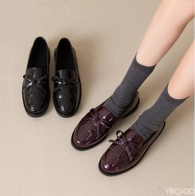 Fashion Retro Casual Women's Bow Small Leather Shoes Breathable Simple Comfortable In Spring Women's Single Shoes Coarse Single Shoes