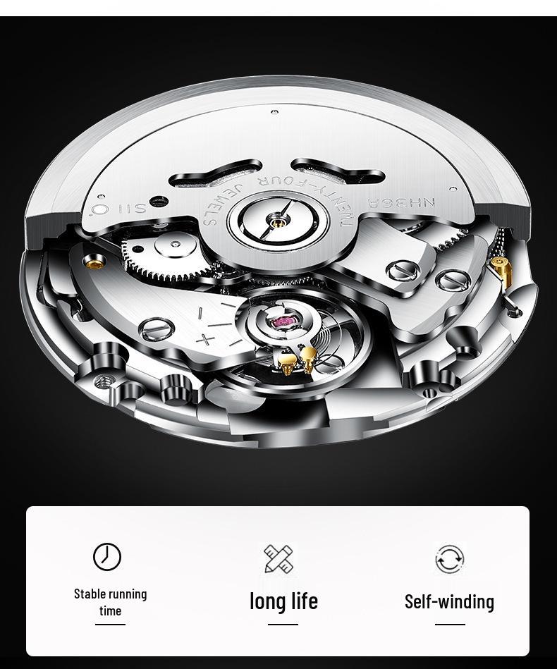 Men's Swiss Automatic Mechanical Business Watch – Simple, Luminous, Waterproof.