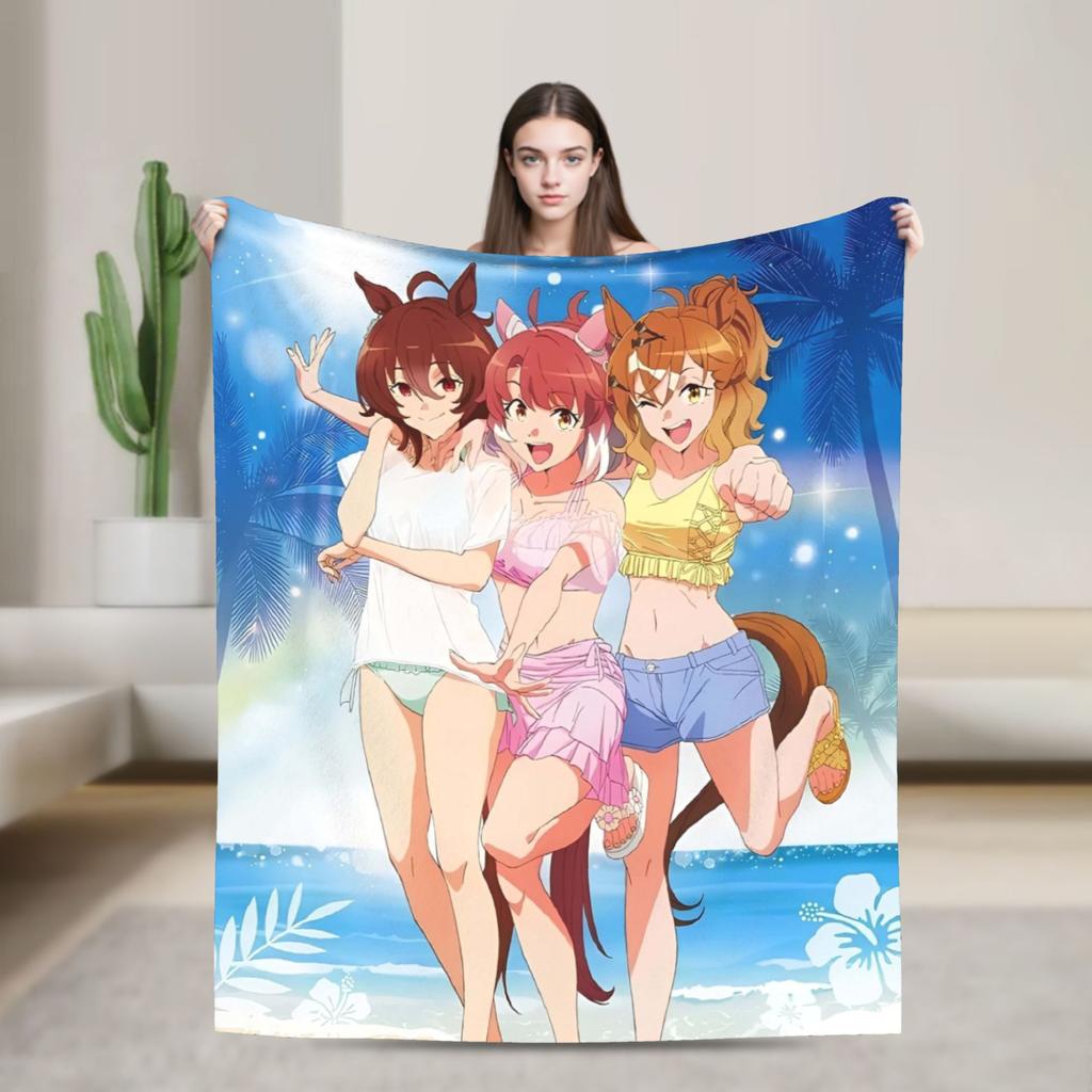 Umamusume Pretty Derby Anime Blanket Cover Velvet Lightweight Thin Throw Blankets for Bedding Couch Bedroom Quilt